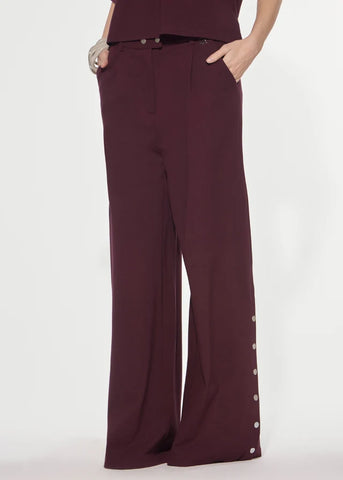DENNYROSE PANTALONE LUNGO IN PUNTO MILANO CON BOTTONI RED WINE DD24002