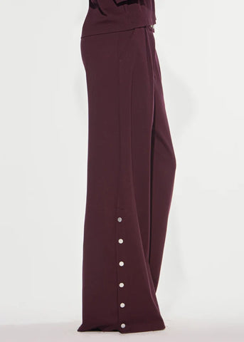 DENNYROSE PANTALONE LUNGO IN PUNTO MILANO CON BOTTONI RED WINE DD24002