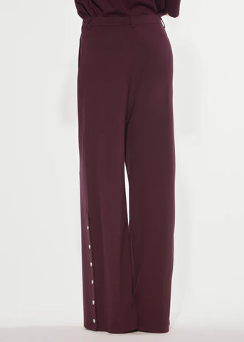 DENNYROSE PANTALONE LUNGO IN PUNTO MILANO CON BOTTONI RED WINE DD24002