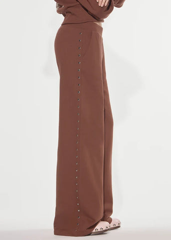 DENNYROSE PANTALONE LUNGO IN FELPA CON BORCHIE DOWNTOWN BROWN DD24007