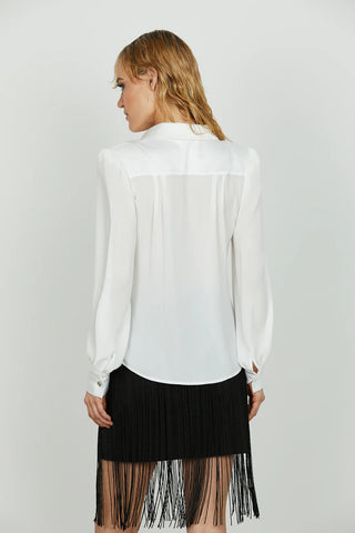 Camicia SEYSHELLES manica lunga con inserti di raso applicazioni strass RELISH
