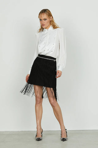 Camicia SEYSHELLES manica lunga con inserti di raso applicazioni strass RELISH