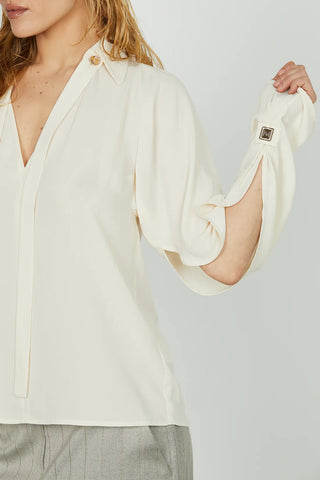 Blusa MANUSAR scollo a v manica lunga con apert. Più fusciacca RELISH