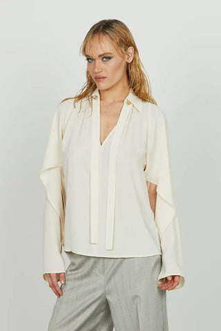 Blusa MANUSAR scollo a v manica lunga con apert. Più fusciacca RELISH