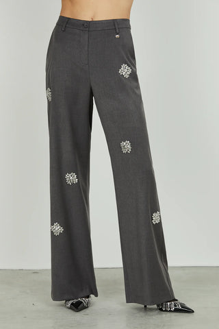 Panta AVEZ_J vita alta ampio applicazioni fiori strass RELISH