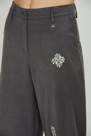 Panta AVEZ_J vita alta ampio applicazioni fiori strass RELISH
