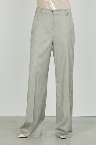 Panta AVEZ vita alta ampio gessato lurex RELISH