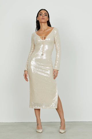 Abito MISMA lungo manica lunga full paillettes con coulisse RELISH