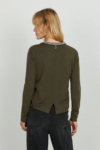 Cardigan SARIA manica lunga con applicazione strass più perline RELISH
