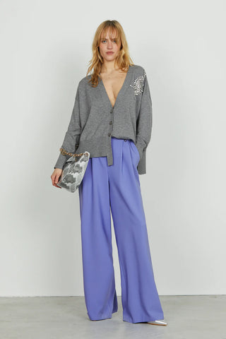 Cardigan VENETICO manica lunga over f.do asimmetrico con applicazione pietre RELISH