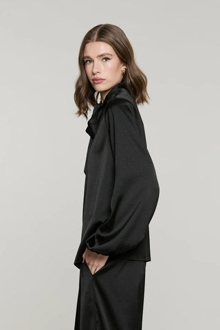 RELISH Blusa ABITTAN manica lunga palloncino con arriccio più fusciacca full strass