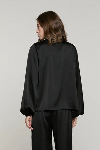 RELISH Blusa ABITTAN manica lunga palloncino con arriccio più fusciacca full strass