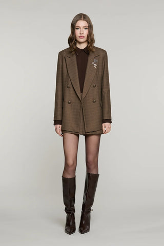 RELISH Shorts ACCIAI con pannello più pieghe più patta quadri con lurex