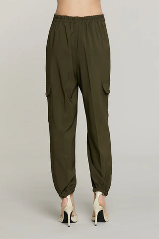 RELISH Pantalone TECLANAM vita alta con elastico più tasconi più pieghe più tasche francesi