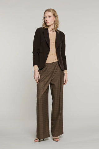 RELISH Pantalone TREMITI vita alta palazzo con pinces più tasche quadri lurex
