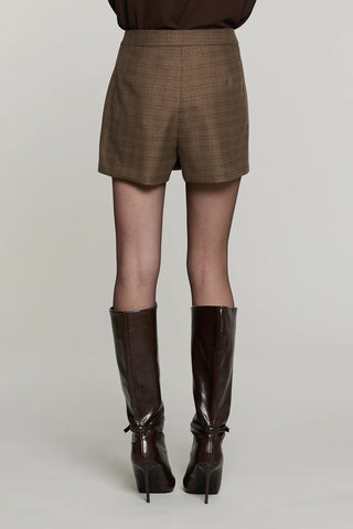 RELISH Shorts ACCIAI con pannello più pieghe più patta quadri con lurex